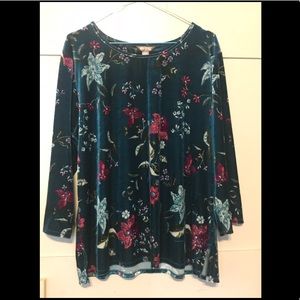 Velvet Floral Print Top